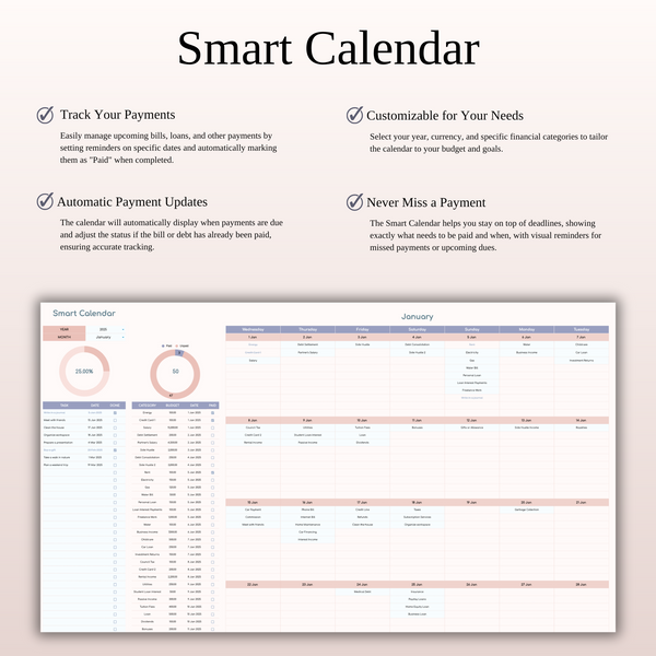 Annual Paycheck Budget Spreadsheet Template in Excel and Google Sheets - SpreadsheetsHub