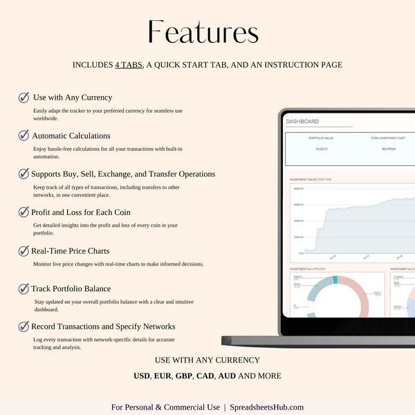PLR - Cryptocurrency Investment Portfolio Tracker - SpreadsheetsHub