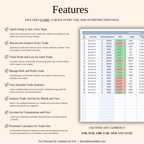 PLR - Futures Trading Journal - SpreadsheetsHub