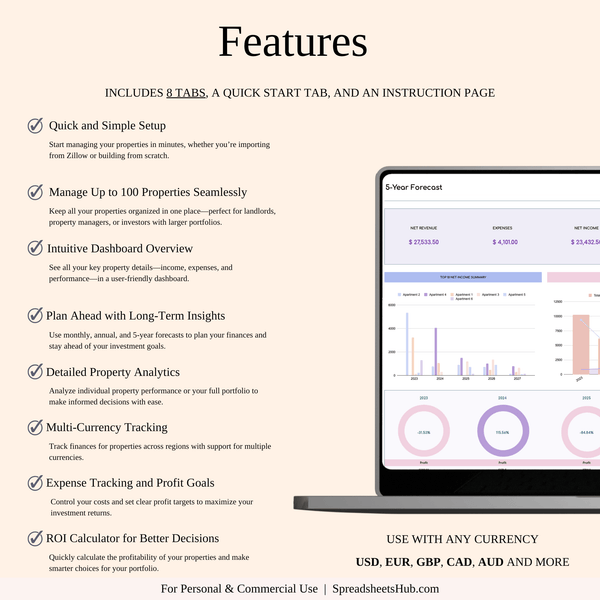 PLR - Property Management Tool for Zillow (Rainbow Theme) - SpreadsheetsHub