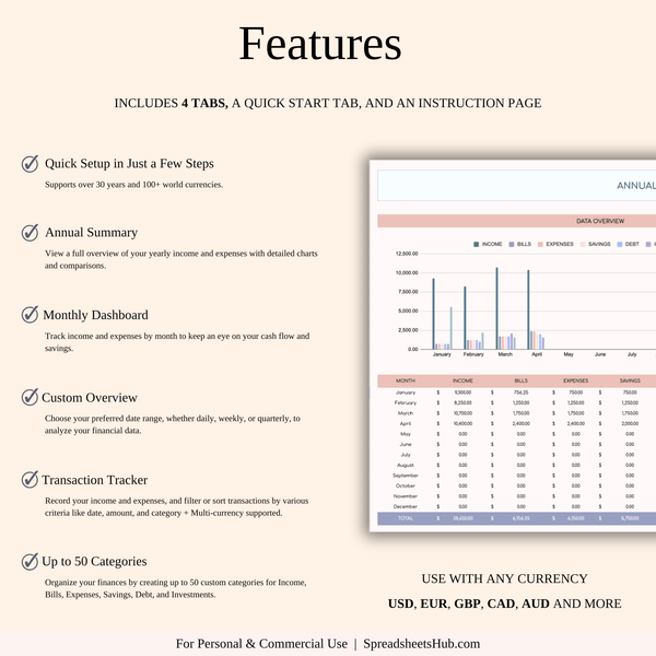 PLR - Income and Expense Tracker - SpreadsheetsHub