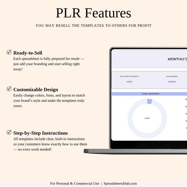 PLR - Debt Tracker Spreadsheet Template (Rainbow Theme) - SpreadsheetsHub