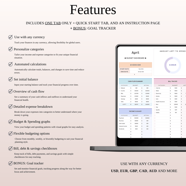 Budget Planner Excel & Google Sheets, Monthly Budget Spreadsheet, Personal Finance Tracker (Rainbow Theme) - SpreadsheetsHub