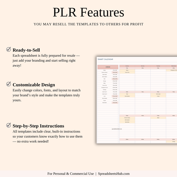 PLR - Bill Calendar Tracker Template - SpreadsheetsHub