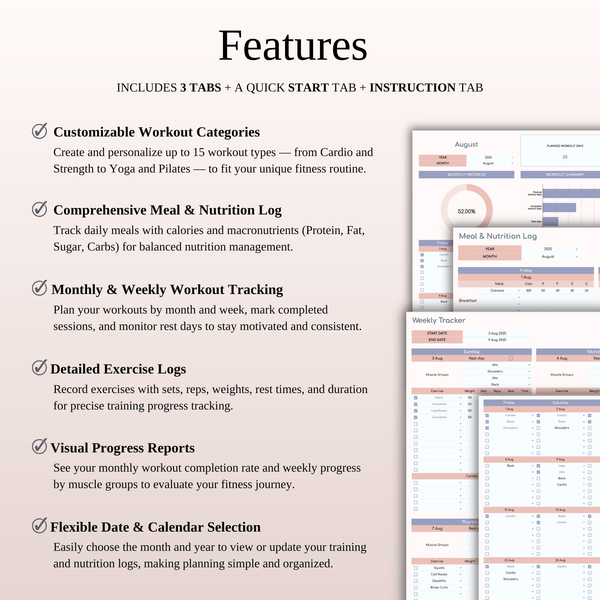Fitness Planner Template Spreadsheet for Google Sheets & Excel - SpreadsheetsHub