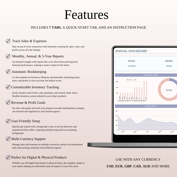 Etsy Seller Spreadsheet Template in Excel & Google Sheets - SpreadsheetsHub