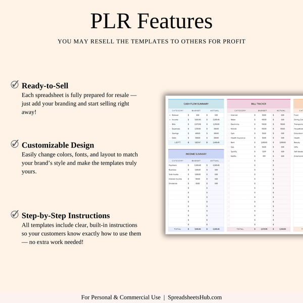 PLR - Ultimate Personal Finance Tracker Template (Rainbow Theme) - SpreadsheetsHub