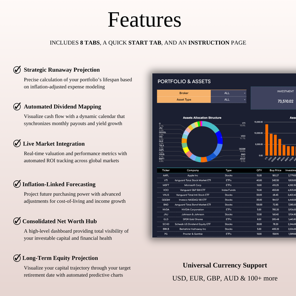 Features Retirement Portfolio Tracker | Dark Mode