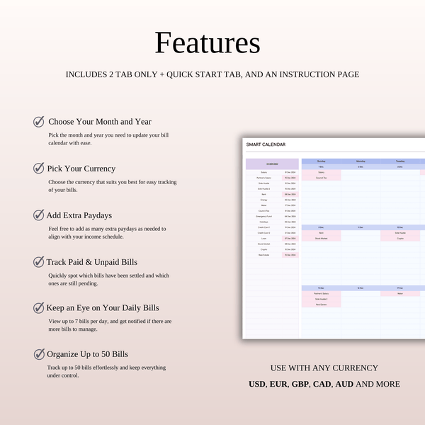 Bill Tracker Spreadsheet for Excel & Google Sheets (Rainbow Theme) - SpreadsheetsHub