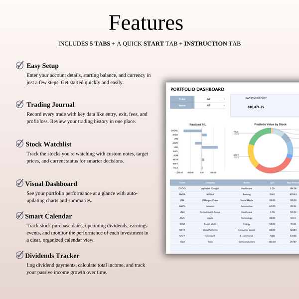 Stock Portfolio Tracker for Google Sheets & Excel - SpreadsheetsHub