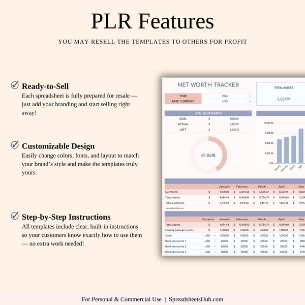 PLR - Net Worth Tracker Spreadsheet - SpreadsheetsHub
