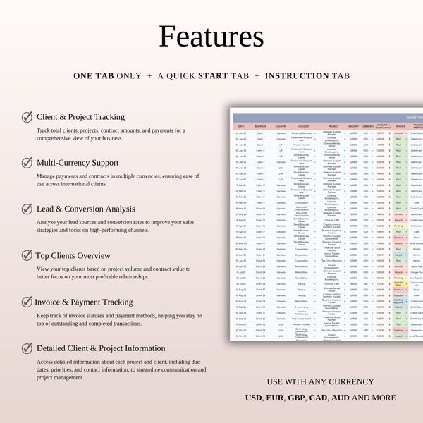 Client Tracker Spreadsheet Template in Excel and Google Sheets - SpreadsheetsHub
