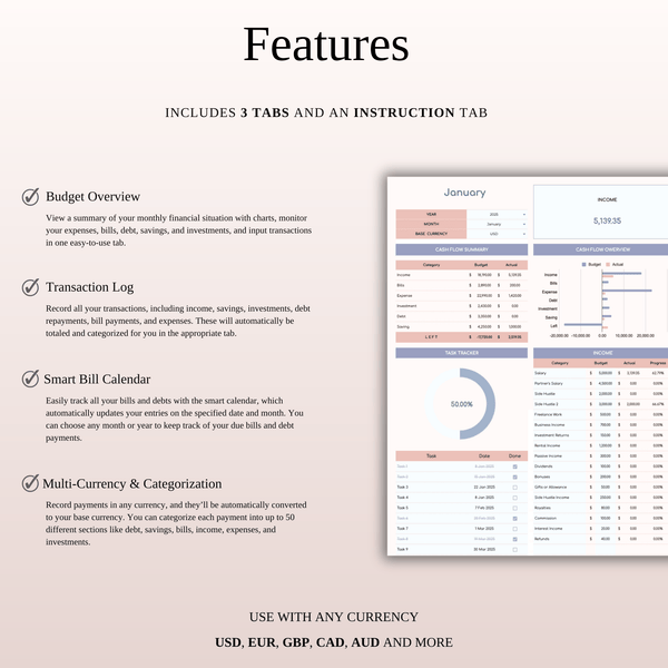 Monthly Budget Spreadsheet Template Excel & Google Sheets - SpreadsheetsHub
