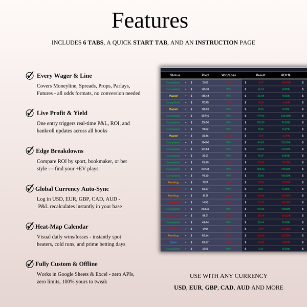 Features - Sports Betting Journal (Dark Mode)