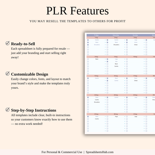 PLR - Fitness Planner - SpreadsheetsHub