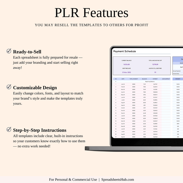 PLR - Debt Snowball Tracker Template (Rainbow Theme) - SpreadsheetsHub