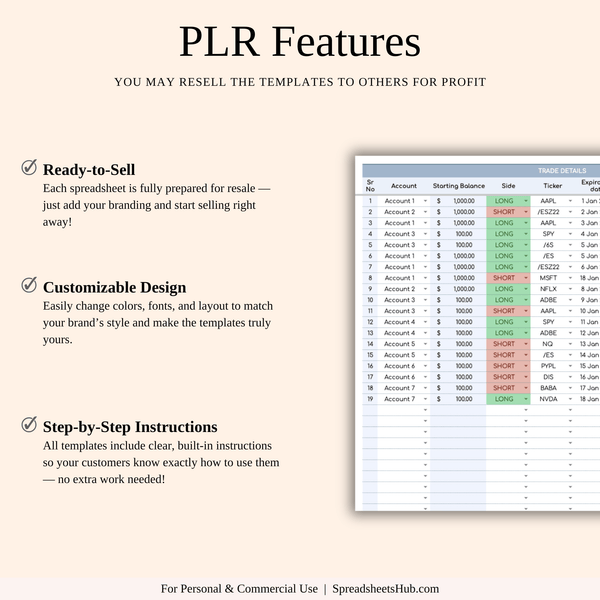 PLR - Ultimate Trading Journal Bundle - SpreadsheetsHub