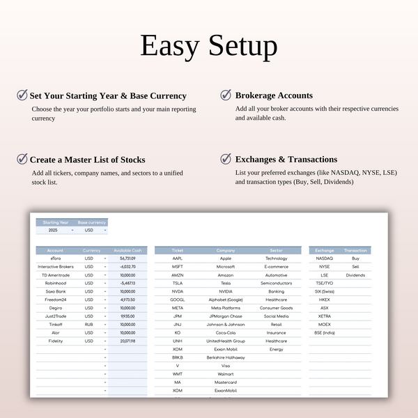 Stock Portfolio Tracker for Google Sheets & Excel - SpreadsheetsHub