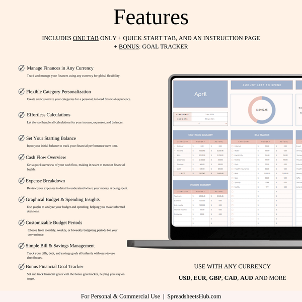 PLR - Budget Planner Template - SpreadsheetsHub