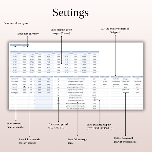 Settings Swing Trading Journal