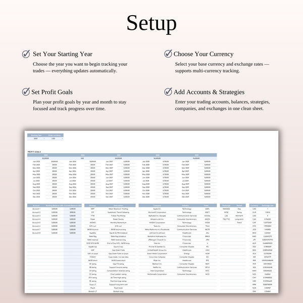 Stock Trading Journal Template for Google Sheets & Excel - SpreadsheetsHub
