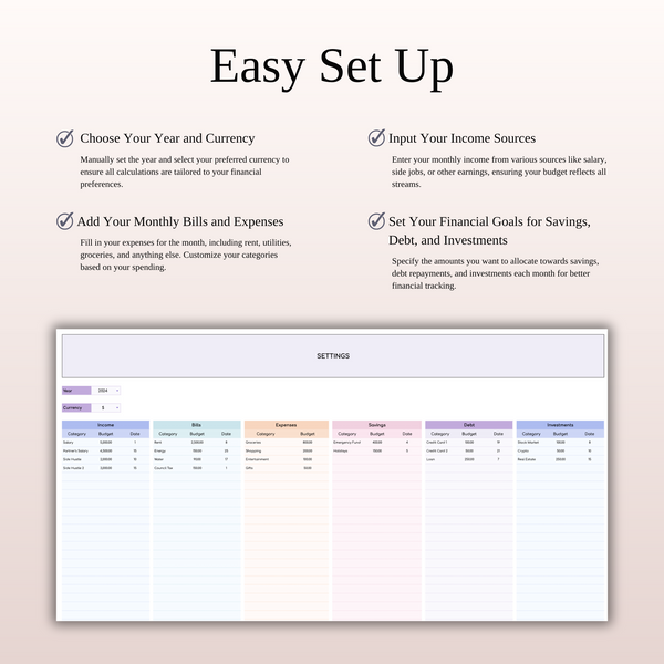 Bill Tracker Spreadsheet for Excel & Google Sheets (Rainbow Theme) - SpreadsheetsHub