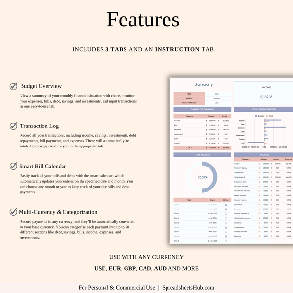 PLR - Monthly Budget Spreadsheet Template - SpreadsheetsHub