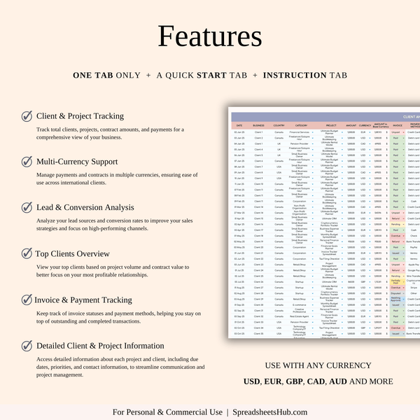 PLR - Client Tracker Spreadsheet Template - SpreadsheetsHub