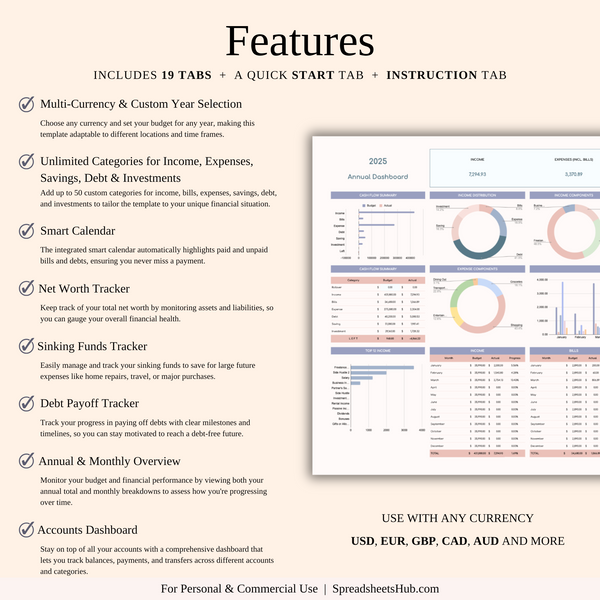 PLR - Annual Paycheck Budget - SpreadsheetsHub