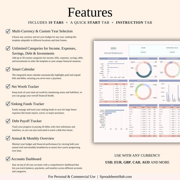 PLR - Annual Paycheck Budget - SpreadsheetsHub