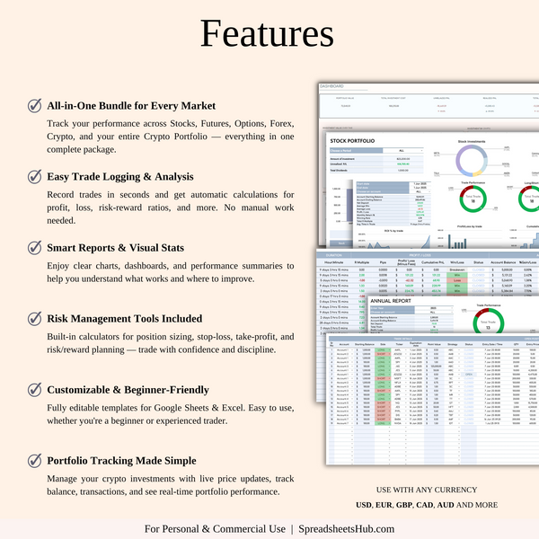 PLR - Trading Journals for Tracking Financial Markets - SpreadsheetsHub