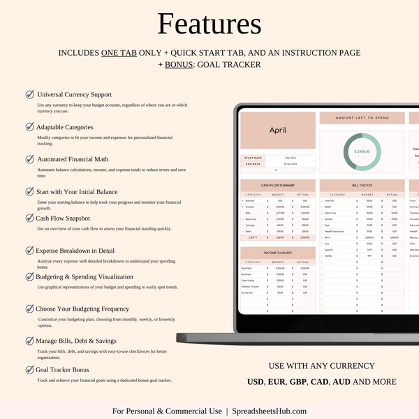 PLR - Easy Budget Planner (Elegant Theme) - SpreadsheetsHub