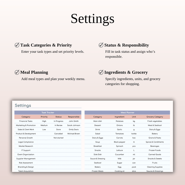 Settings - SpreadsheetsHub