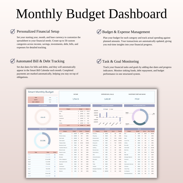 Ultimate Monthly Budget Spreadsheet Template Excel & Google Sheets - SpreadsheetsHub