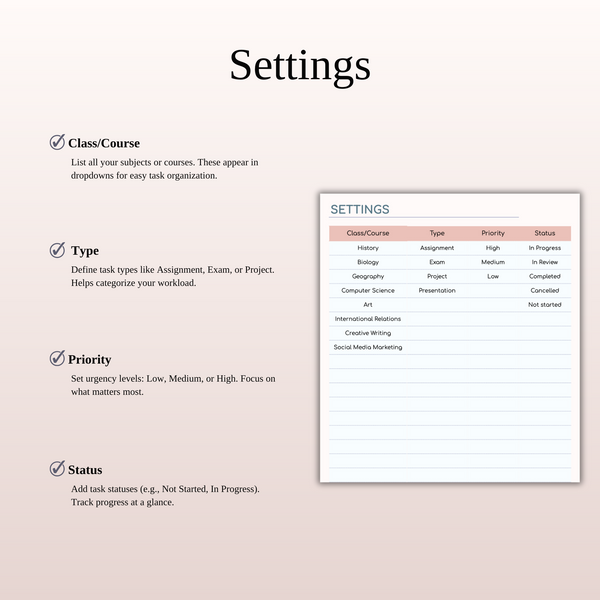 Assignment Tracker Spreadsheet Template for Google Sheets & Excel - SpreadsheetsHub
