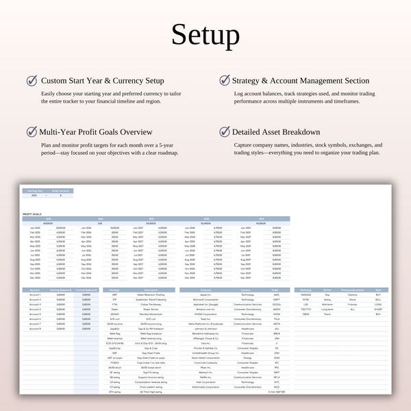 Options, Stock & Futures Trading Journal Template for Google Sheets & Excel - SpreadsheetsHub
