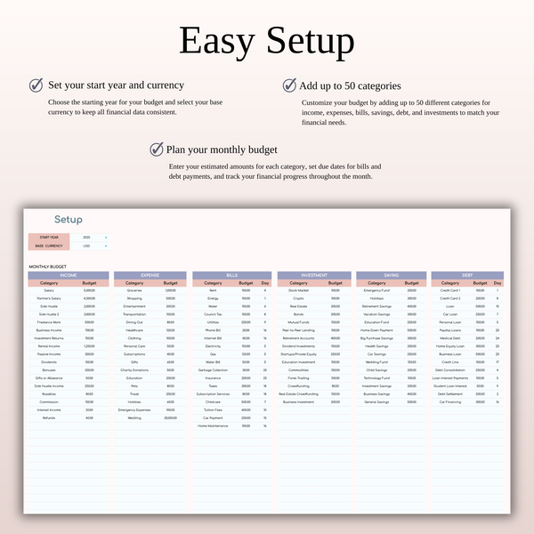 Annual Budget Spreadsheet Template in Excel & Google Sheets - SpreadsheetsHub