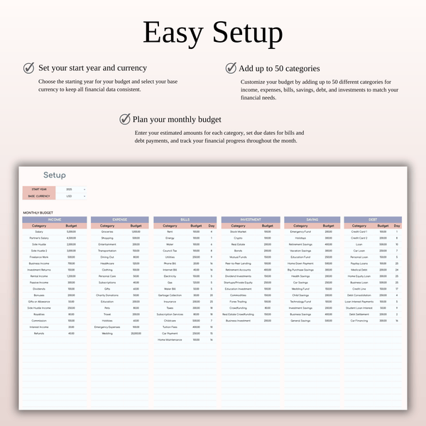 Annual Budget Spreadsheet Template in Excel & Google Sheets - SpreadsheetsHub