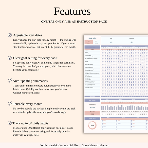 PLR - Habit Tracker - SpreadsheetsHub