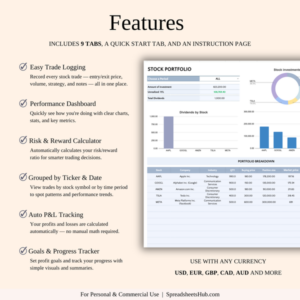 PLR - Stock Trading Journal - SpreadsheetsHub