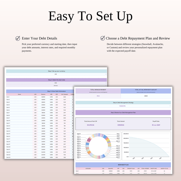 Debt Tracker Spreadsheet Template Excel & Google Sheets (Rainbow Theme) - SpreadsheetsHub