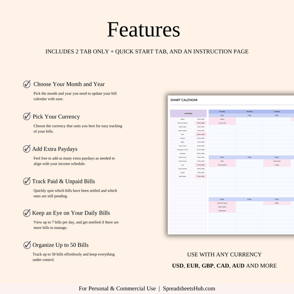 PLR - Bill Tracker Spreadsheet (Rainbow Theme) - SpreadsheetsHub