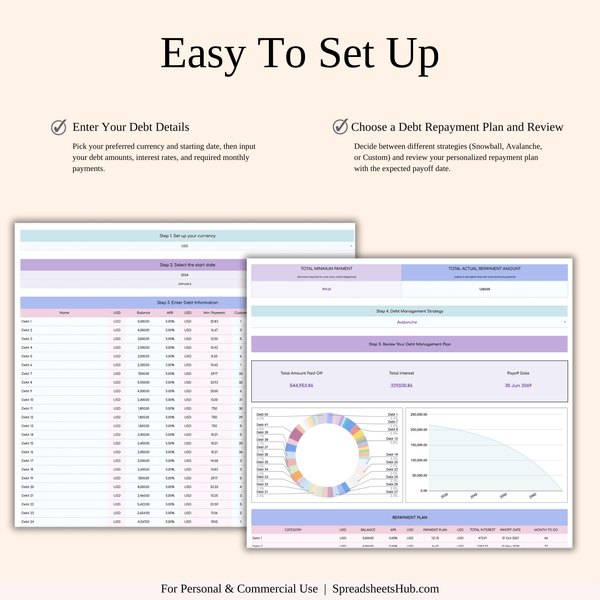 PLR - Debt Tracker Spreadsheet Template (Rainbow Theme) - SpreadsheetsHub