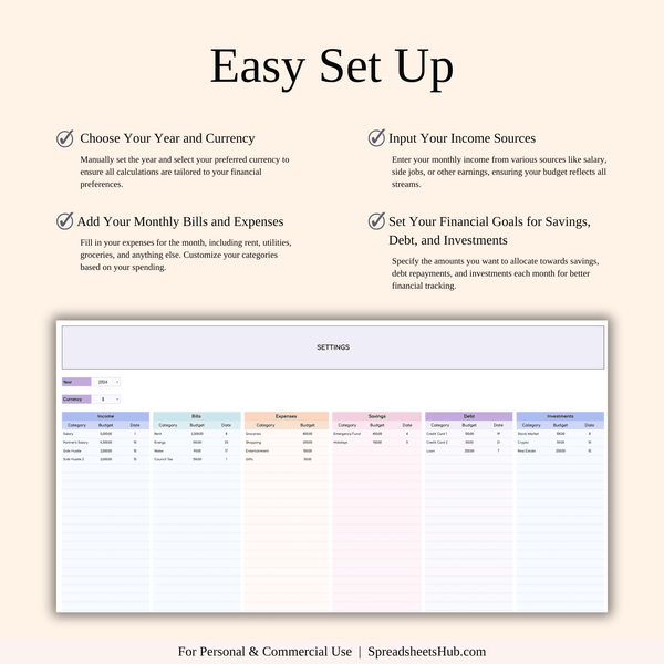 PLR - Bill Tracker Spreadsheet (Rainbow Theme) - SpreadsheetsHub