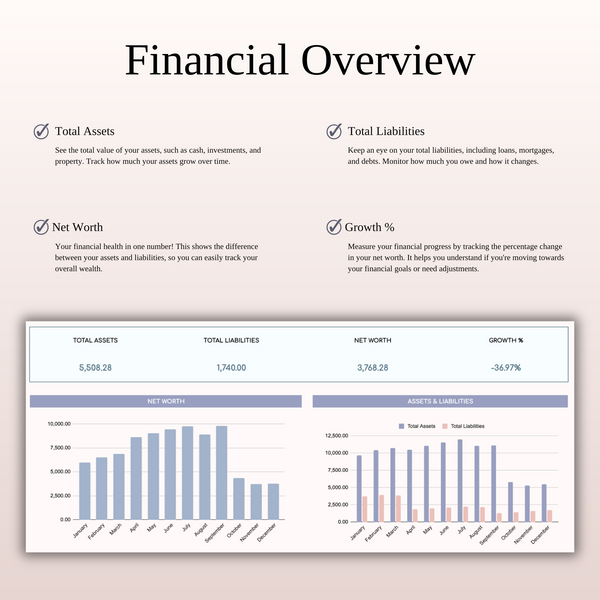Net Worth Tracker Spreadsheet for Google Sheets and Excel - SpreadsheetsHub