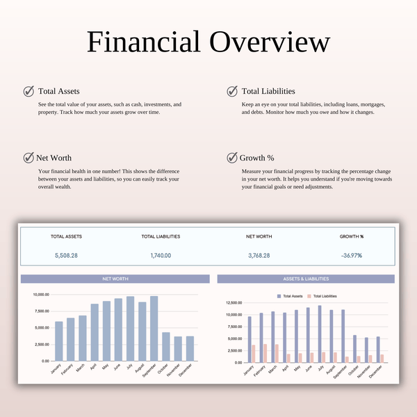 Net Worth Tracker Spreadsheet for Google Sheets and Excel - SpreadsheetsHub