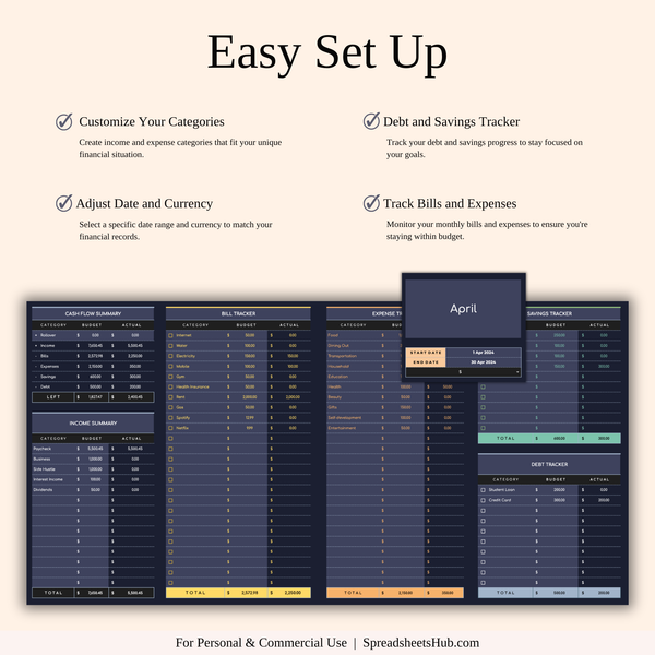 PLR - Budget Planner | Monthly Finance Tracker (Dark Theme) - SpreadsheetsHub