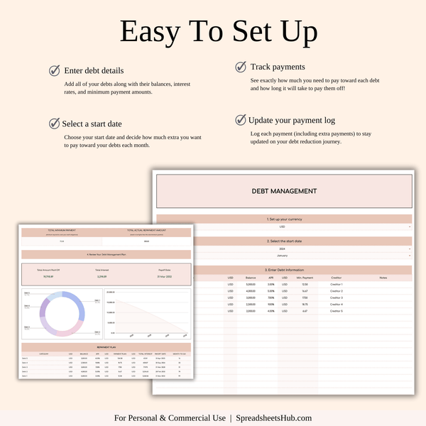 PLR - Debt Snowball Method Payoff Template (Elegant Mode) - SpreadsheetsHub