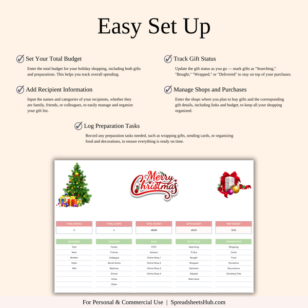 PLR - Christmas Planner Spreadsheet Template - SpreadsheetsHub