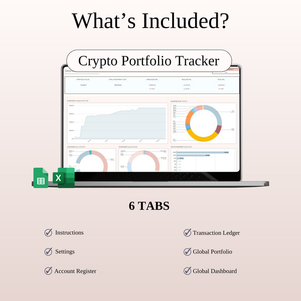 Crypto Trading Journal & Portfolio Tracker for Google Sheets & Excel - SpreadsheetsHub
